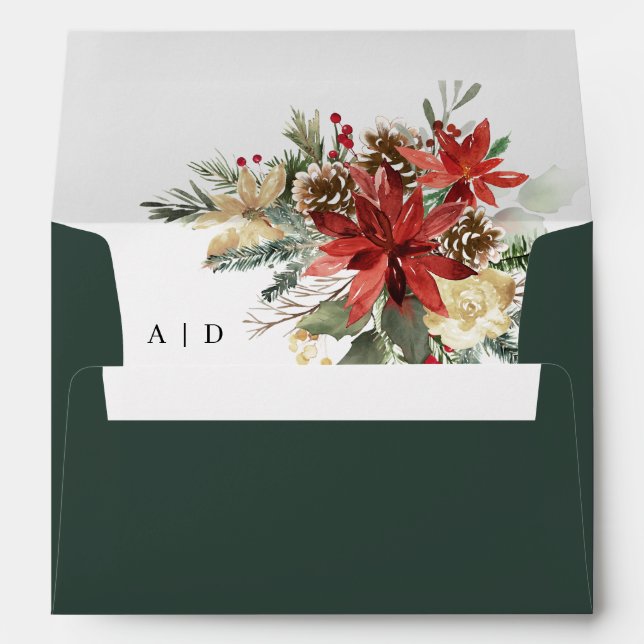 Enveloppe de Faire-part de mariage de Noël à la fl (Dos (Bas))