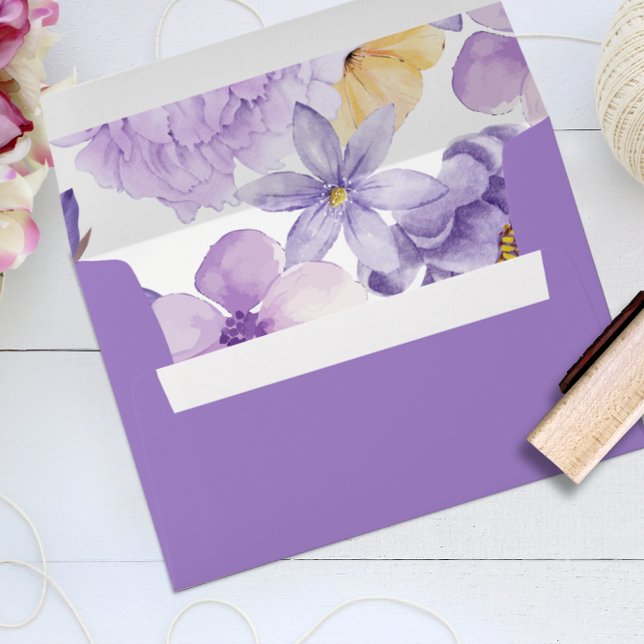 Enveloppe de Faire-part de mariage de pivoines vio (Créateur téléchargé)