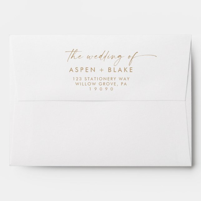 Enveloppe de Faire-part de mariage de script or mo (Dos (Haut rabat))