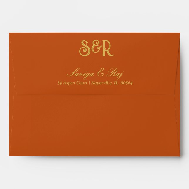 Enveloppe de Faire-part de mariage dorée (Dos (Haut rabat))