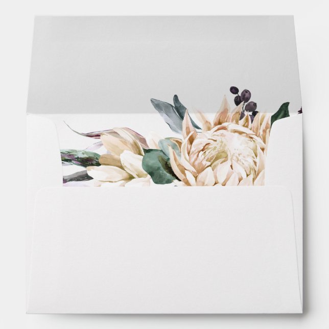 Enveloppe de Faire-part de mariage florale blanche (Dos (Bas))