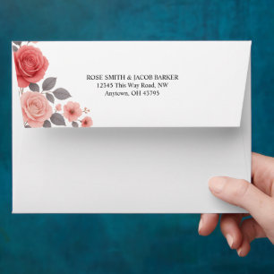 Enveloppe de Faire-part de mariage florale Rose