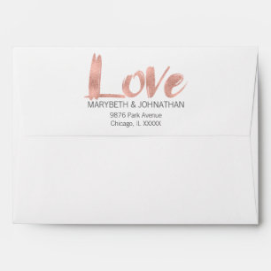 Enveloppe de Faire-part de mariage Gold Love Rose 