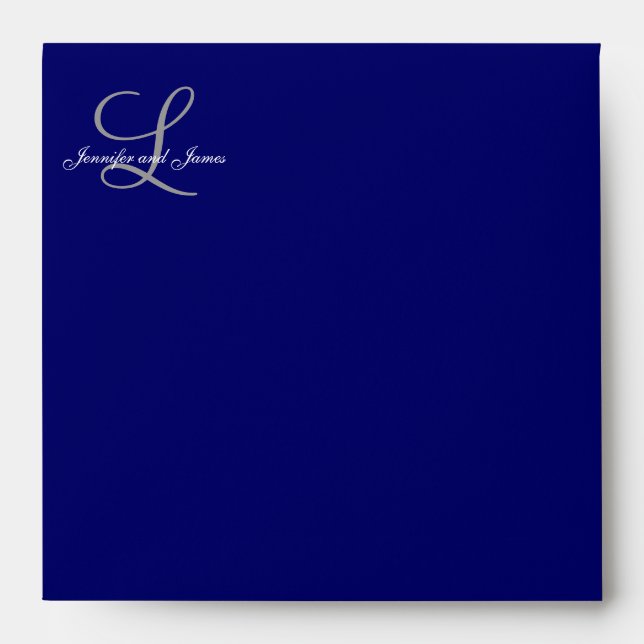 Enveloppe de Faire-part de mariage Monogram L Navy (Devant)