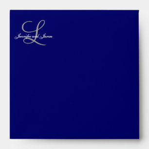 Enveloppe de Faire-part de mariage Monogram L Navy
