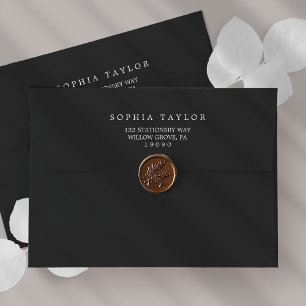 Enveloppe de Faire-part de mariage noir romantique