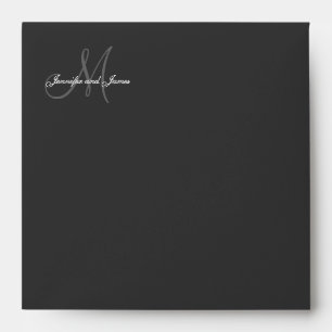 Enveloppe de Faire-part de mariage noire du logo M