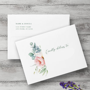Enveloppe de Faire-part de mariage rose blanche