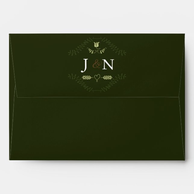 Enveloppe de Faire-part de mariage rustique Green  (Dos (Haut rabat))