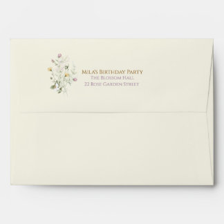 Enveloppe de fête d'anniversaire de fille aux fleu