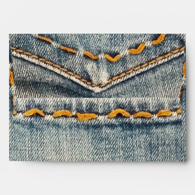 Enveloppe de fête d'anniversaire Denim Jean Stitch (Dos (Haut rabat))