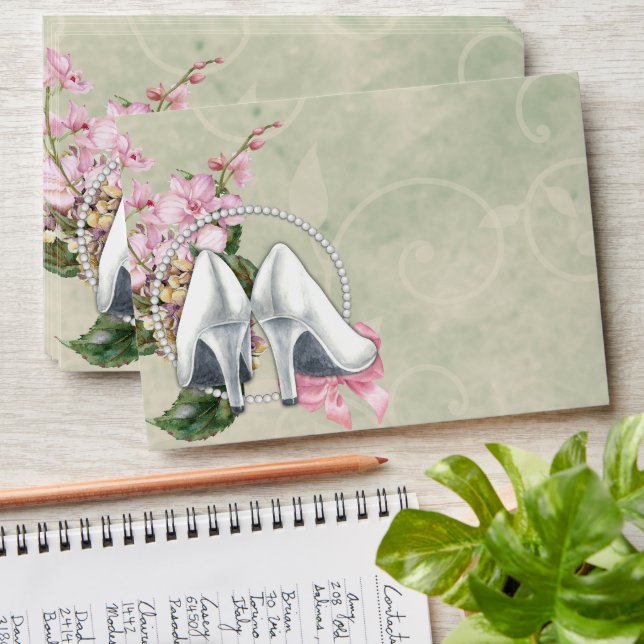 Enveloppe de Fête des mariées d'aquarelle rose orc (Stacked)