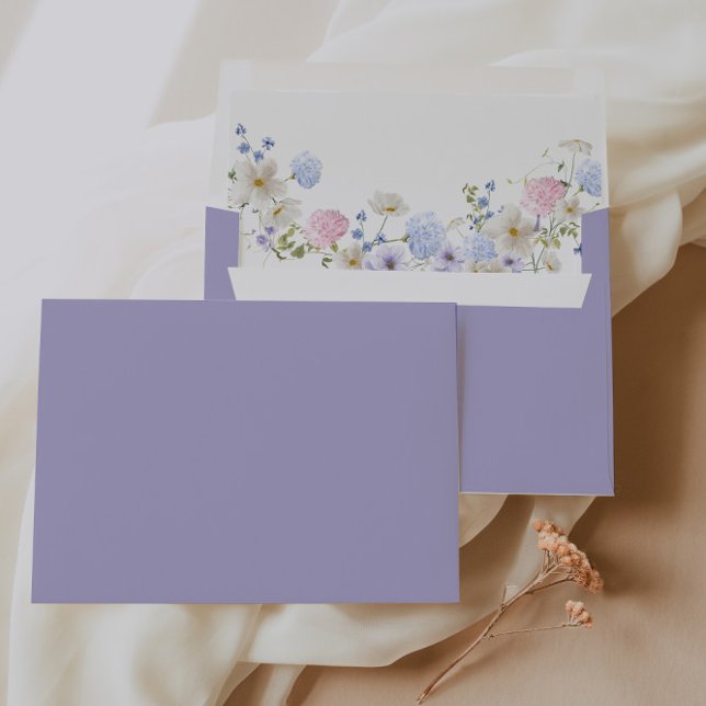 Enveloppe de Fête des mariées élégante rose violet (Watercolor Pink & Purple Bouquet Wedding Envelope)