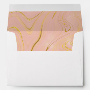 Enveloppe de Fête des mariées en marbre rose or Ag
