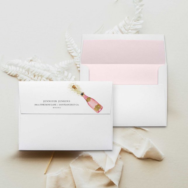 Enveloppe de Fête des mariées rose brunch et bulle (Pink Brunch and Bubbly Bridal Shower Envelope)