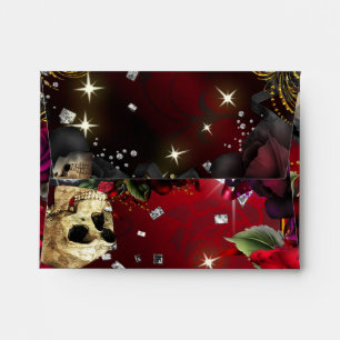 Enveloppe de fête gothique Bling Roses Rouges & Cr