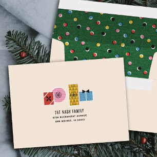 Enveloppe de fêtes de Noël avec cadeaux rétro vint