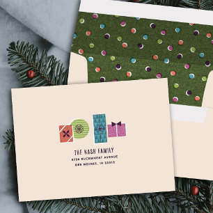 Enveloppe de fêtes de Noël avec cadeaux rétro vint