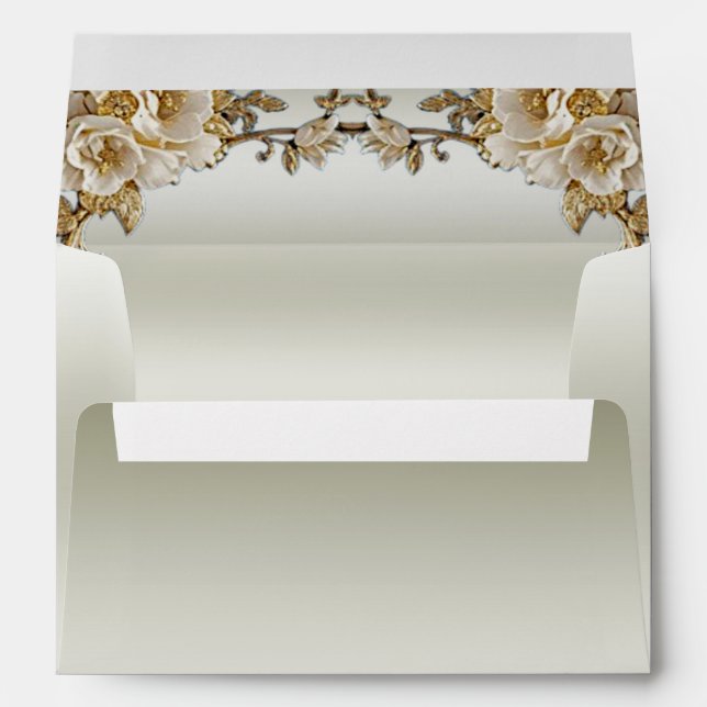 Enveloppe de fleurs blanches dorées (Dos (Bas))