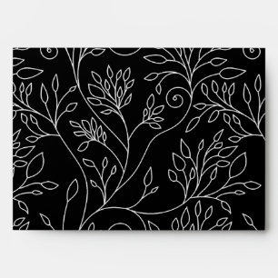 Enveloppe de fleurs blanches noires et élégantes