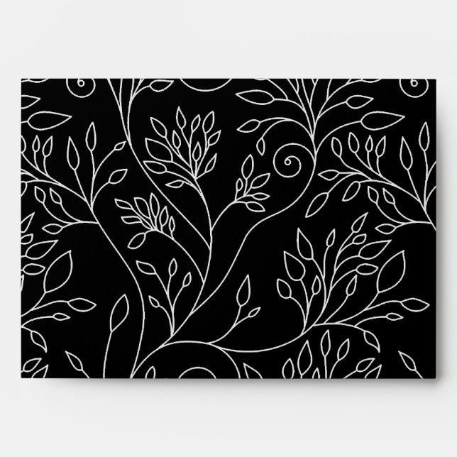 Enveloppe de fleurs blanches noires et élégantes (Devant)