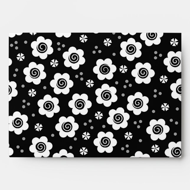 Enveloppe de fleurs blanches noires mignonnes (Devant)