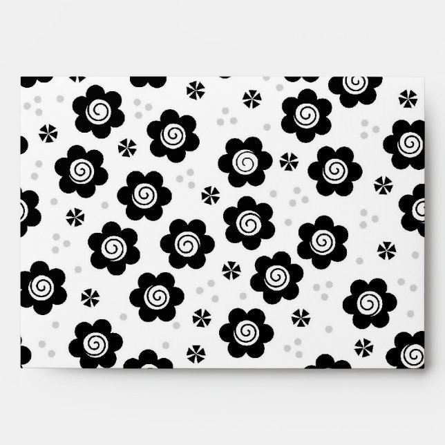 Enveloppe de fleurs blanches noires mignonnes (Devant)