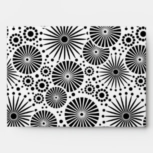 Enveloppe de fleurs blanches noires rétro