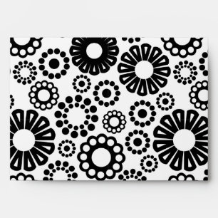 Enveloppe de fleurs blanches noires rétro