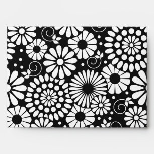 Enveloppe de fleurs blanches noires rétro