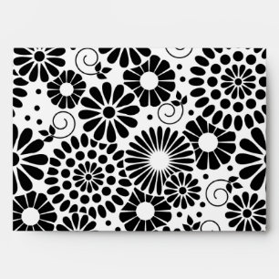 Enveloppe de fleurs blanches noires rétro