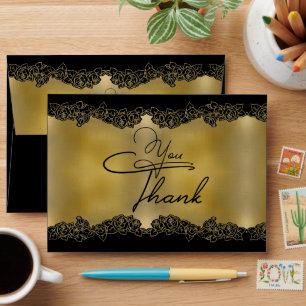 Enveloppe de gracias dorado con rosas