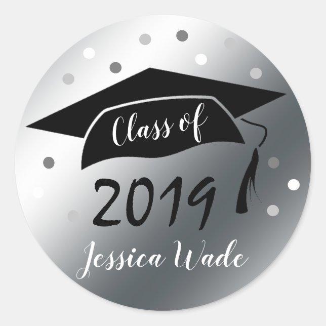 Enveloppe de graduation Sticker Seals Fun Silver (Devant)