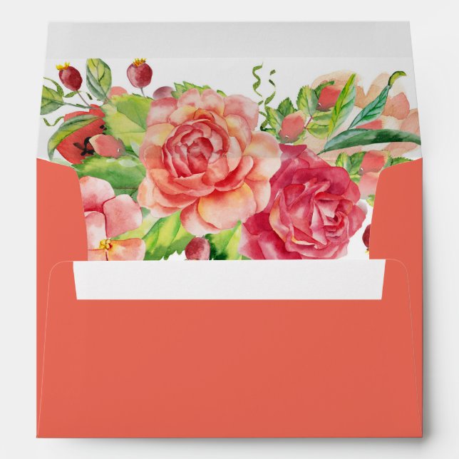 Enveloppe de grappes corail et rose (Dos (Bas))