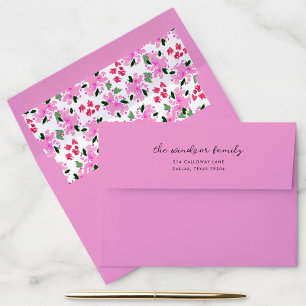 Enveloppe de jardin floral aquarelle fuchsia
