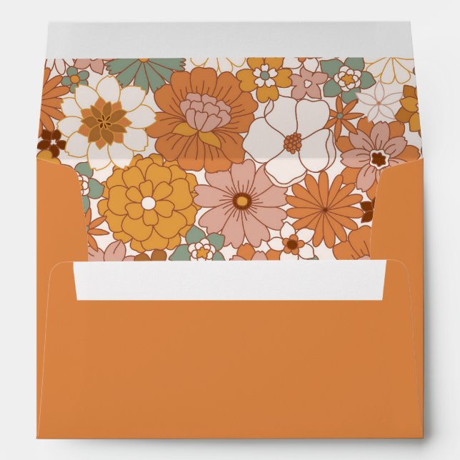 Enveloppe de jonction florale Boho Terracotta Retr (Dos (Bas))