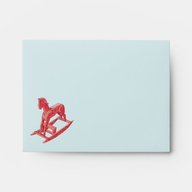 Enveloppe de la carte à anneaux Red Rocking Horse (Devant)