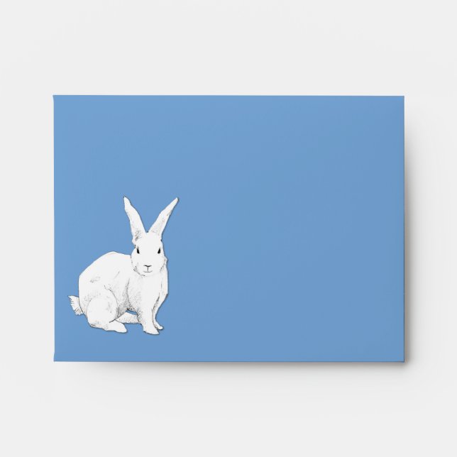 Enveloppe de la carte de note bleue lapin (Devant)