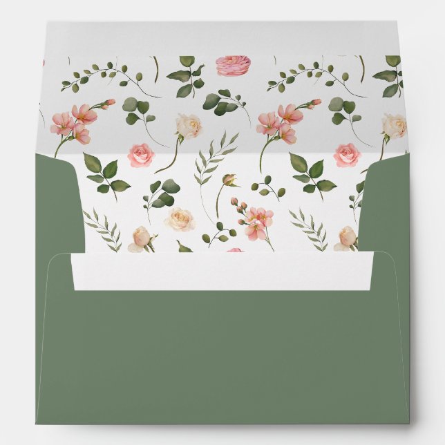 Enveloppe de la carte mariage Boho Roses rose pâle (Dos (Bas))