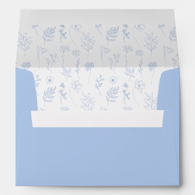 Enveloppe de la carte mariage florale bleu clair (Dos (Bas))