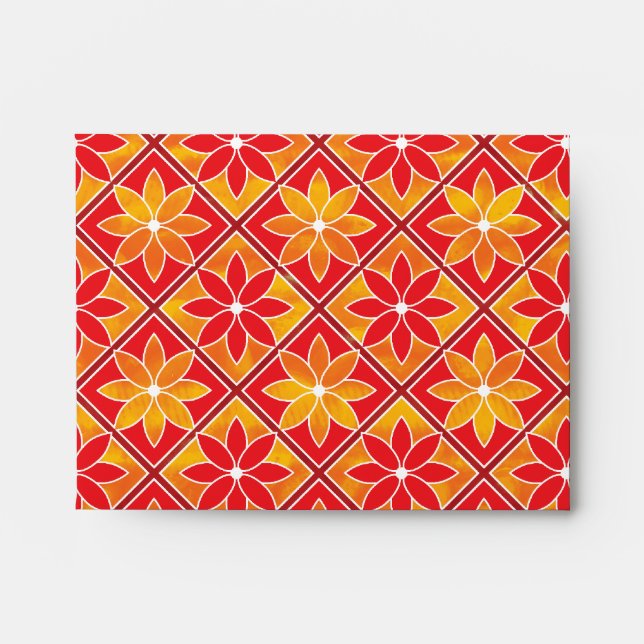 Enveloppe de la carte rouge à carreaux floraux (Devant)