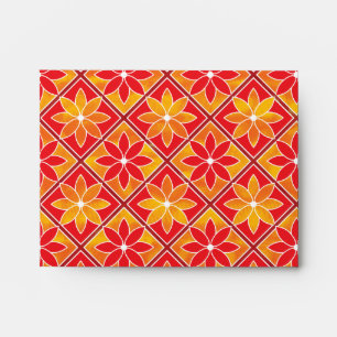 Enveloppe de la carte rouge à carreaux floraux