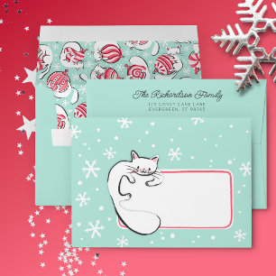 Enveloppe de l'adresse de retour Christmas Kitty M