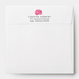 Enveloppe de l'adresse de retour Pink Peony avec d