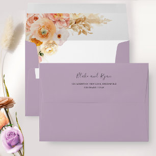 Enveloppe de lavande élégante avec fleurs de Pêche