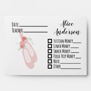 Enveloppe de l'école de chaussons de ballet