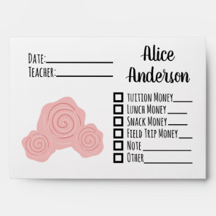Enveloppe de l'école de fleurs blanches roses