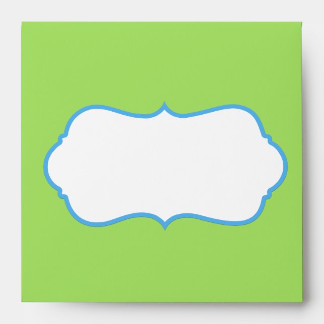 Enveloppe de lin Carré bleu et vert (Devant)