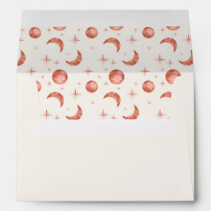 Enveloppe de lune d'ivoire d'aquarelle céleste et 
