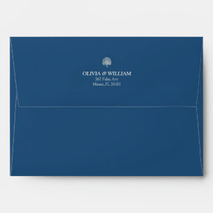 Enveloppe de mariage 5x7 Palmier Tropical Bleu Pao